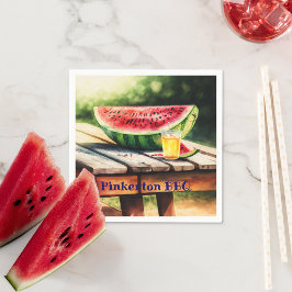 Wassermelone am Picnic-Tisch Serviette