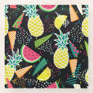Wassermelone Ananas: Geometrisches nahtloses Muste Glasuntersetzer
