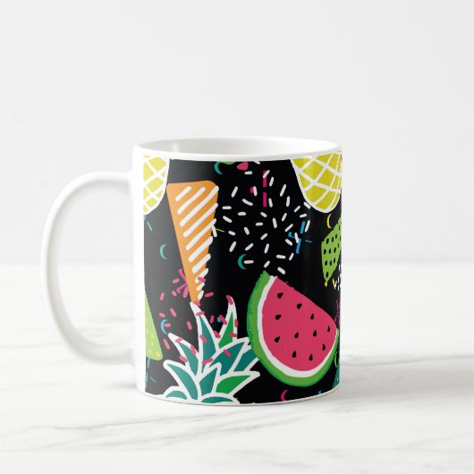 Wassermelone Ananas: Geometrisches nahtloses Muste Kaffeetasse (Links)