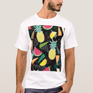 Wassermelone Ananas: Geometrisches nahtloses Muste T-Shirt
