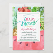 Wassermelone, Ananas Palm Blätter Kinderdusche Einladung (Vorderseite)