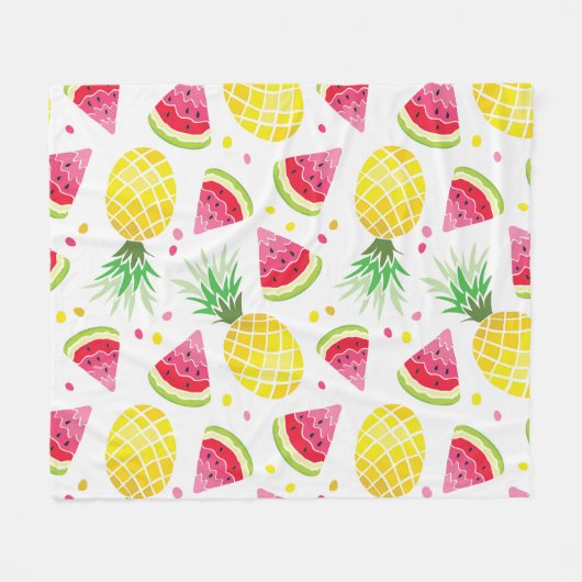 Wassermelone Ananas Sommer Nahtlose Printwerbung Fleecedecke (Vorderseite (Horizontal))