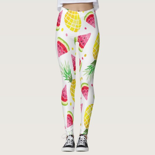 Wassermelone Ananas Sommer Nahtlose Printwerbung Leggings (Vorderseite)