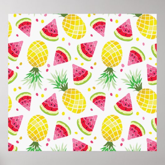 Wassermelone Ananas Sommer Nahtlose Printwerbung Poster (Vorne)