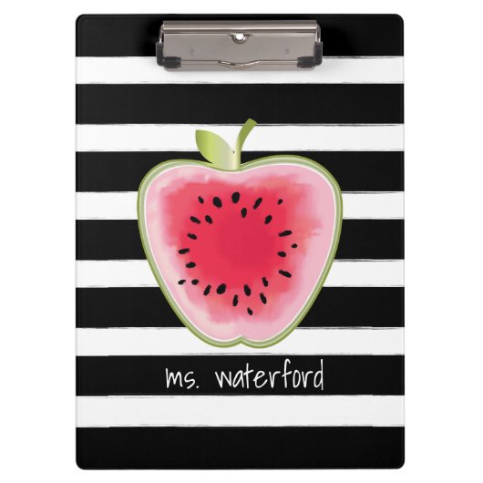 Wassermelone Apple Stripes personalisierten Lehrer Klemmbrett (Vorderseite)
