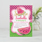 Wassermelone-Aquarell-Rosa-Geburtstags-Einladung Einladung (Stehend Vorderseite)