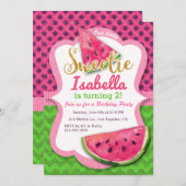 Wassermelone-Aquarell-Rosa-Geburtstags-Einladung Einladung (Vorne/Hinten)