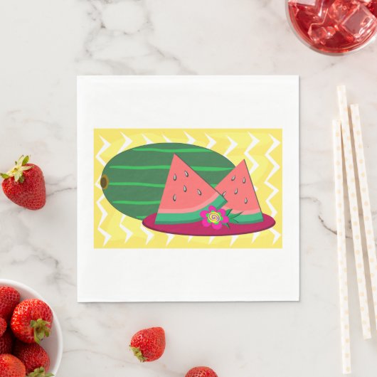 Wassermelone auf einem Plattenpapier Napkins Serviette (Beispiel)