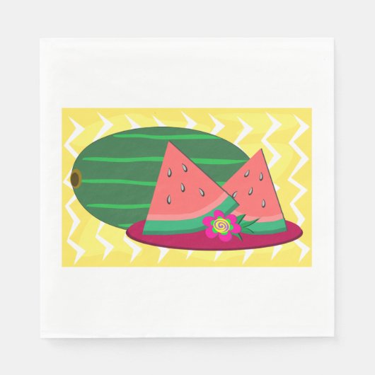 Wassermelone auf einem Plattenpapier Napkins Serviette (Vorderseite)