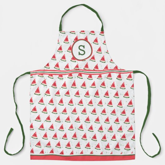 Wassermelone auf gesprenkeltem monogrammierten Hin Schürze (Vorderseite)