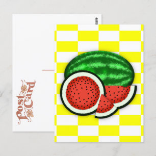 Wassermelone auf goldenem Hintergrund Postkarte