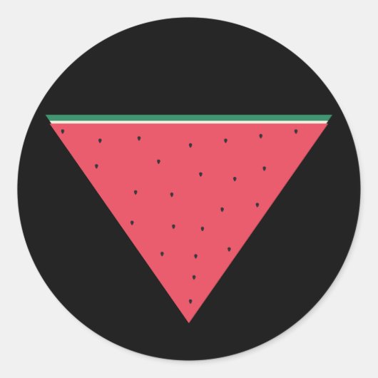 Wassermelone auf invertiertem rotem Dreieck Runder Aufkleber (Vorderseite)