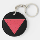 Wassermelone auf invertiertem rotem Dreieck Schlüsselanhänger (Rückseite)