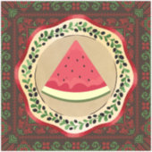 Wassermelone auf Olivenplatte mit palästinensische Aufkleber (Vorderseite)