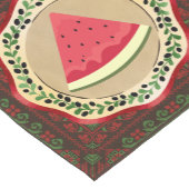 Wassermelone auf Olivenplatte mit palästinensische Kurzer Tischläufer (Ecke)