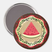 Wassermelone auf Olivenplatte mit palästinensische Magnet (Vorderseite/Rückseite)