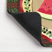 Wassermelone auf Olivenplatte mit palästinensische Mousepad (Ecke)