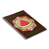 Wassermelone auf Olivenplatte mit palästinensische Notizblock (Rechte Seite)