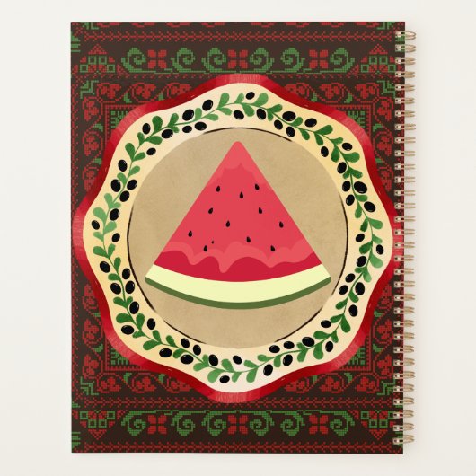 Wassermelone auf Olivenplatte mit palästinensische Planer (Rückseite)