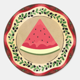 Wassermelone auf Olivenplatte mit palästinensische Runder Aufkleber