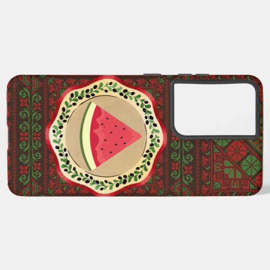 Wassermelone auf Olivenplatte mit palästinensische Samsung Galaxy Hülle (Rückseite (Horizontal))