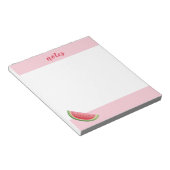 Wassermelone auf rosa und Personalisierte Bezeichn Notizblock (angewinkelt)