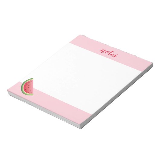 Wassermelone auf rosa und Personalisierte Bezeichn Notizblock (Rotiert)