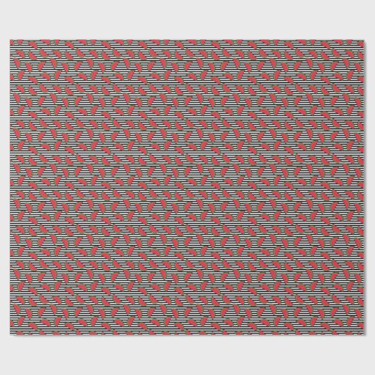 Wassermelone auf Schwarz-Weiß-Streifen Muster Geschenkpapier (Flach)