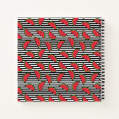 Wassermelone auf Schwarz-Weiß-Streifen Muster Notizbuch (Rückseite)