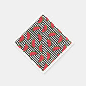 Wassermelone auf Schwarz-Weiß-Streifen Muster Serviette (Ecke)