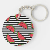 Wassermelone auf schwarzem u. weißem schlüsselanhänger (Rückseite)