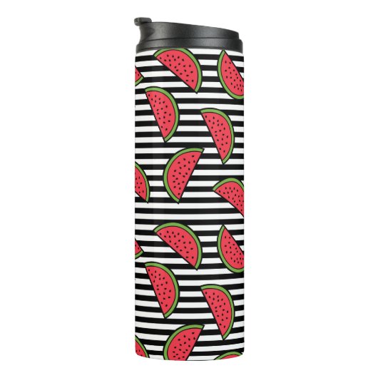 Wassermelone auf schwarzem u. weißem thermosbecher (Nach rechts gedreht)