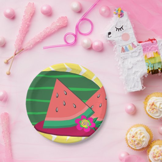 Wassermelone auf Tellern aus Tafelpapier Pappteller (Party)