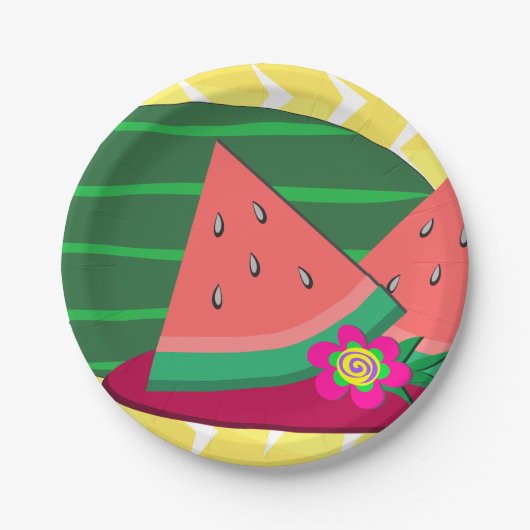 Wassermelone auf Tellern aus Tafelpapier Pappteller (Vorderseite)
