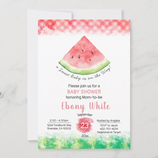 Wassermelone Babydusche Einladung (Vorderseite)