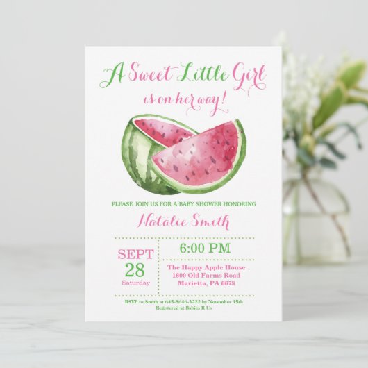 Wassermelone-Babyparty-Einladung Einladung (Stehend Vorderseite)