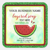 Wassermelone Beachte Soap Square Aufkleber (Vorderseite)