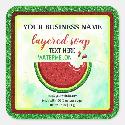 Wassermelone Beachte Soap Square Aufkleber (Vorderseite)