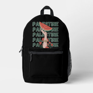 Wassermelone, Blume und Palestintext Wiederholen Bedruckter Rucksack