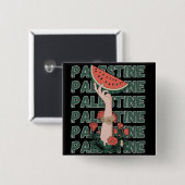Wassermelone, Blume und Palestintext Wiederholen Button (Vorne & Hinten)