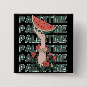 Wassermelone, Blume und Palestintext Wiederholen Button