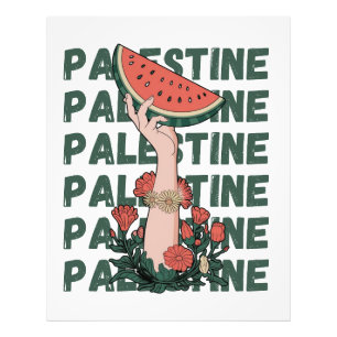 Wassermelone, Blume und Palestintext Wiederholen Fotodruck