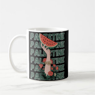 Wassermelone, Blume und Palestintext Wiederholen Kaffeetasse