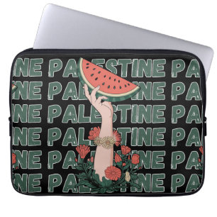 Wassermelone, Blume und Palestintext Wiederholen Laptopschutzhülle