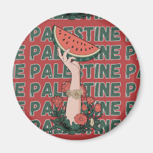 Wassermelone, Blume und Palestintext Wiederholen Magnet