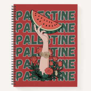 Wassermelone, Blume und Palestintext Wiederholen Notizblock