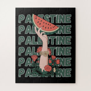 Wassermelone, Blume und Palestintext Wiederholen Puzzle
