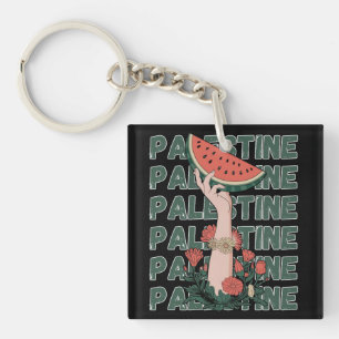 Wassermelone, Blume und Palestintext Wiederholen Schlüsselanhänger