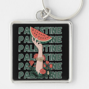Wassermelone, Blume und Palestintext Wiederholen Schlüsselanhänger
