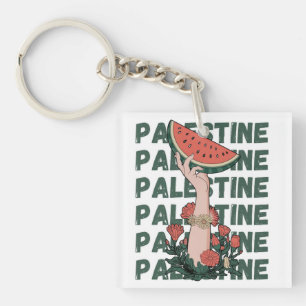 Wassermelone, Blume und Palestintext Wiederholen Schlüsselanhänger